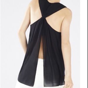 BCBG MAXAZRIA Jenina black twist back tank